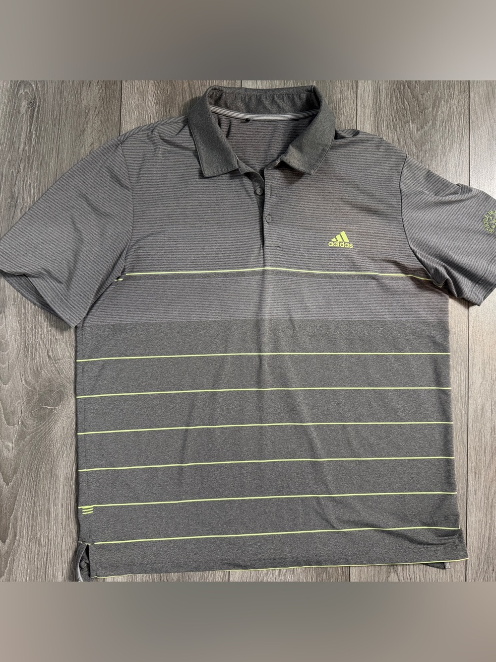 Adidas Men’s Gray Striped Polo Golf T-Shirt